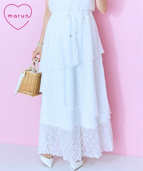 ロングスカート 大きいサイズ レースティアードスカート marun 7,275円