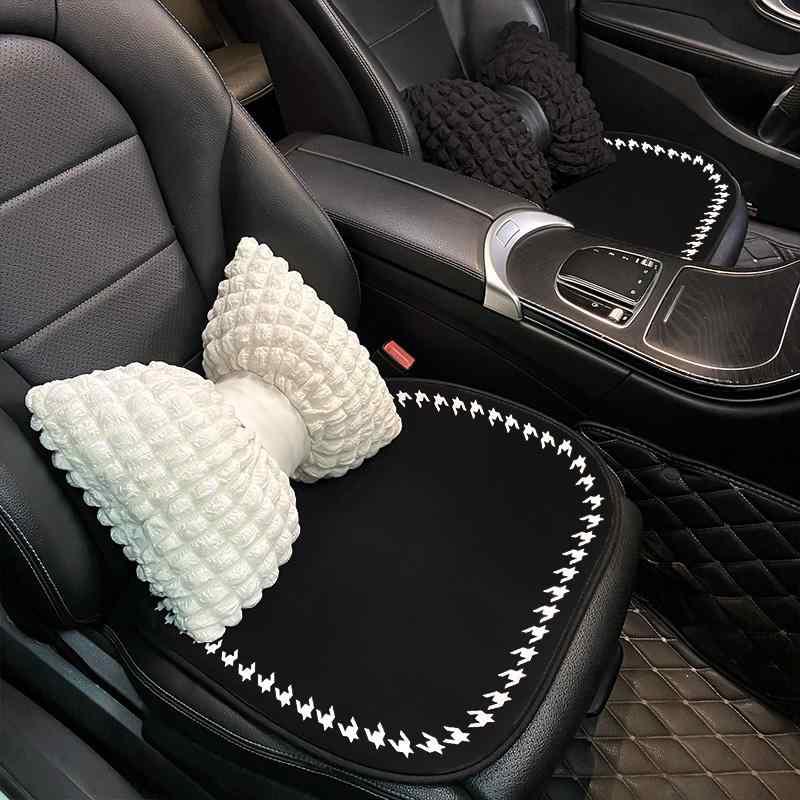 カー レディース メンズ 女性 男性 車用品 アクセサリー シート カバー おしゃれ クッション 座席 シンプル オールシーズン 通気性 セット かわいい 花 リボン 腰 保護 ガーリー 千鳥格子