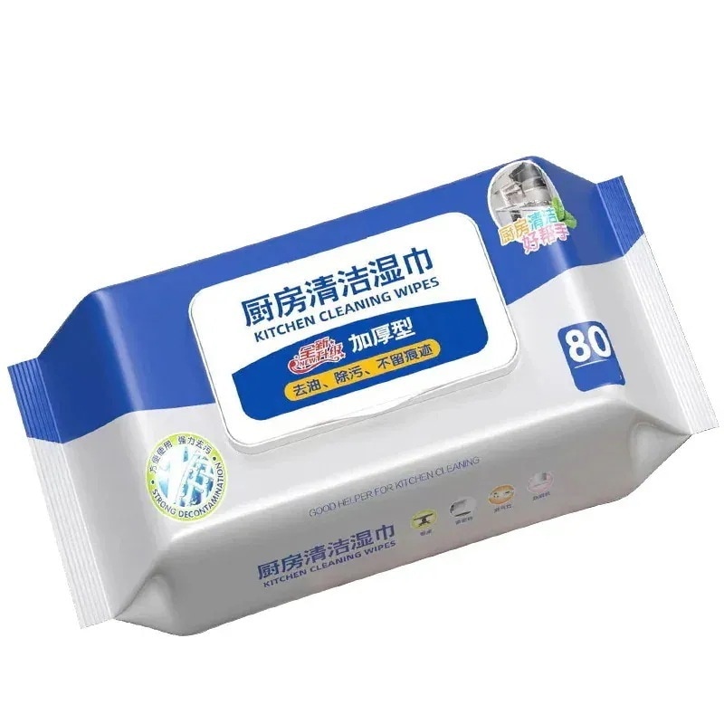 油汚れ除去用キッチンワイプ家庭用使い捨て掃除用洗剤や重度の油汚れレンジフード用ウェットティッシュ