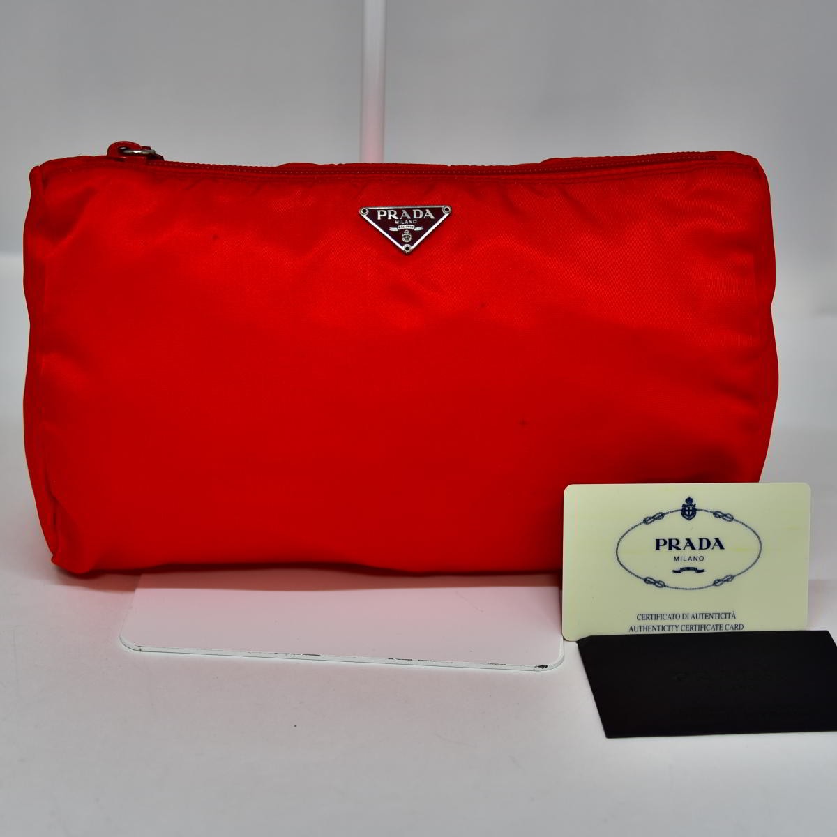 鑑定済 正規品 ポーチ マルチケース 小物入れ テスート ナイロン レディース レッド