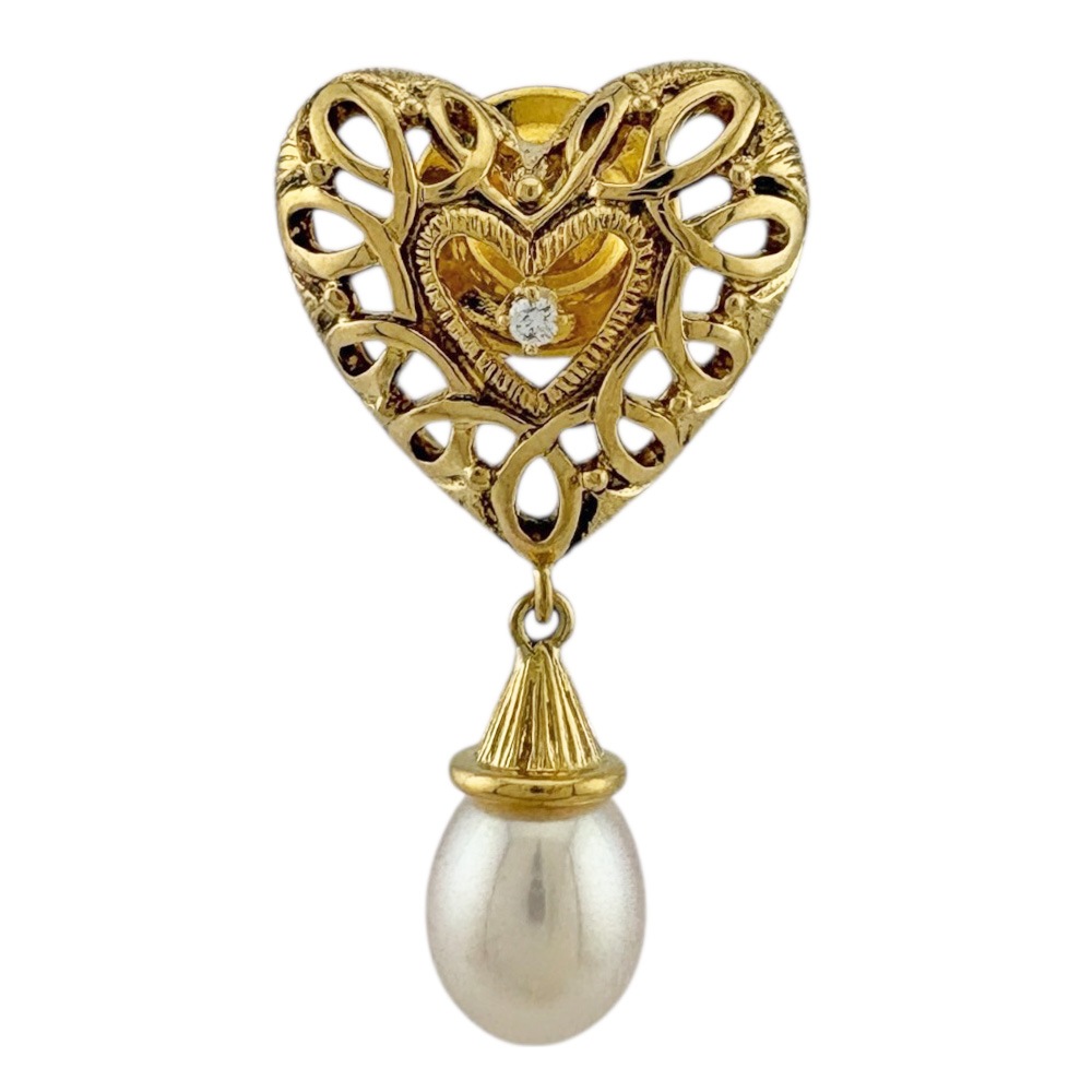 ミキモト ブローチ 18金 K18イエローゴールド パール MIKIMOTO 中古 美品