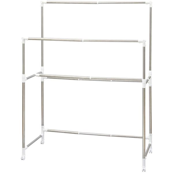 ポーリッシュ いっぱい干せる 伸縮自在 多機能物干し ホワイト PS-30