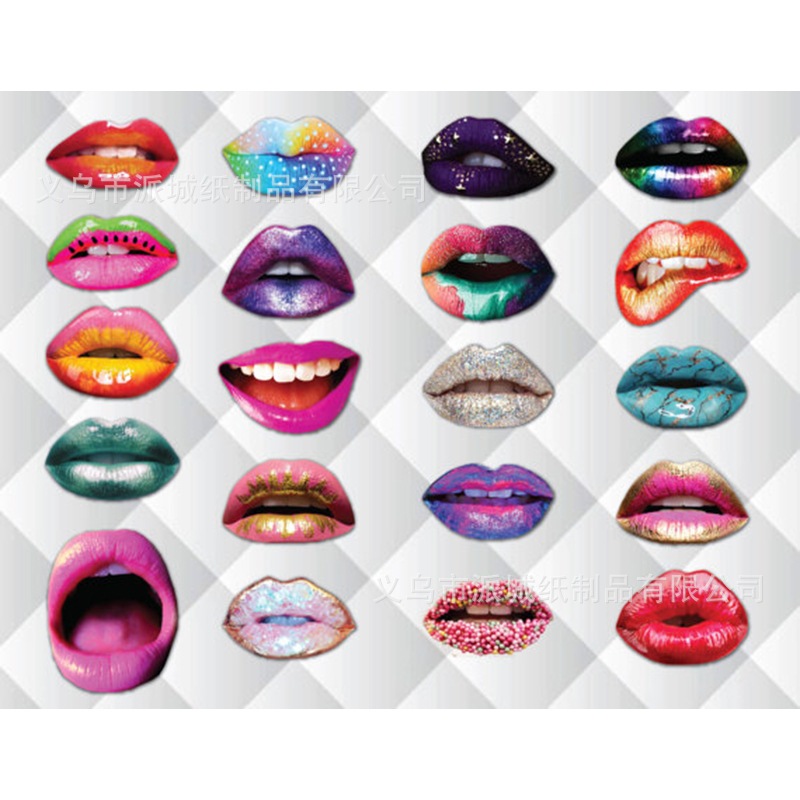 【信頼】 20-piece Lips Colorful Photo Booth Photo Funny Party Party Queen Single Show Gloss Lip Prop お祭り・縁日用品
