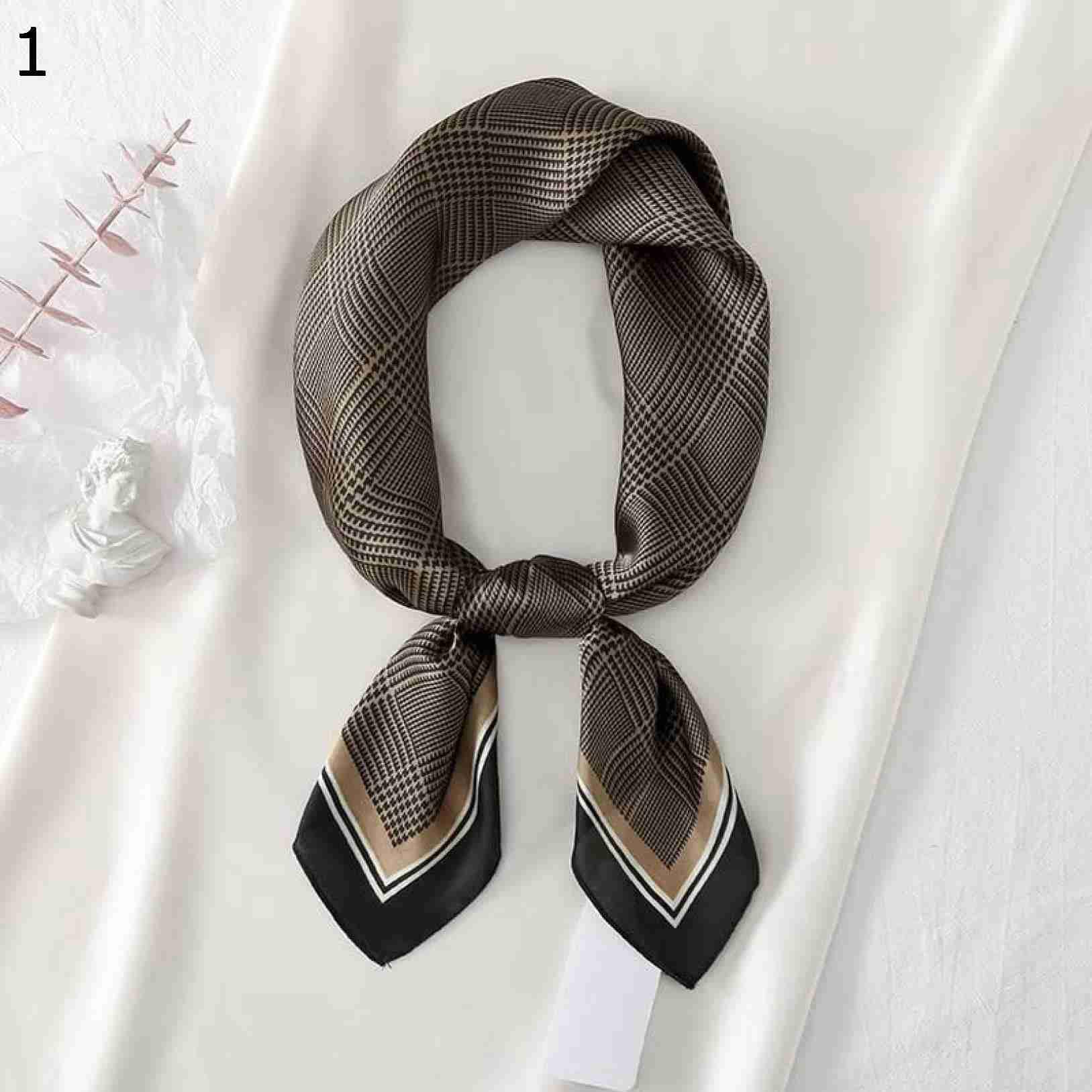 【20%OFFクーポン～】ヴィンテージ スクエア スカーフ女性 サテン エレガント パターン フィール ヘッドネック スモール ネクタイ 多機能ハンカチ スカーフ (Color : : 70x70