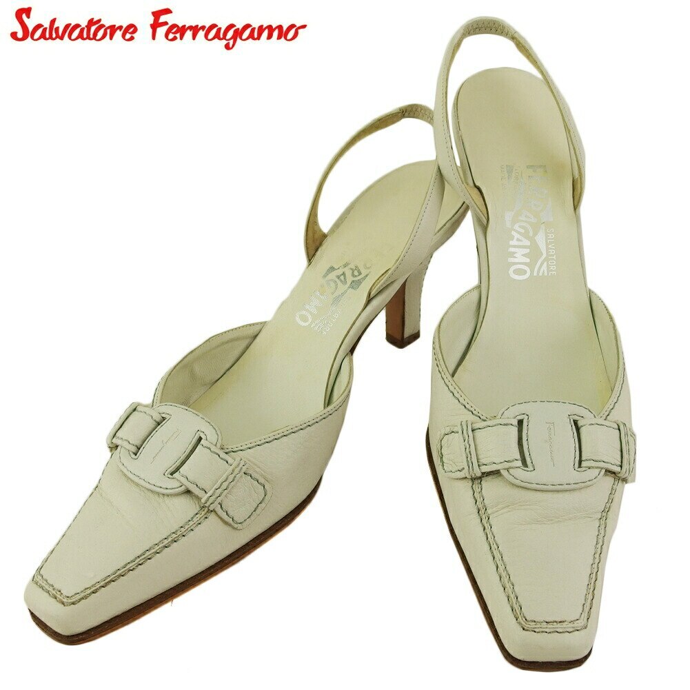 パンプス シューズ 靴 ヴァラ レディース 7C バックストラップ ホワイト 白 中古