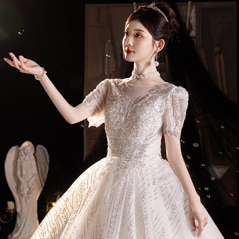 メインウェディングドレス 2024 質感 軽い花嫁 小さめ シン 冬のお出かけ ガーゼ 妊婦