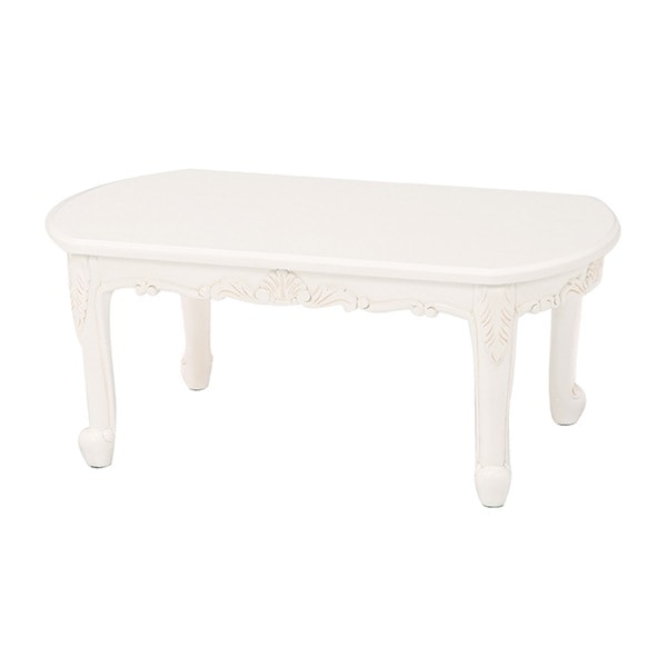 ローテーブル 姫系 ヴィオレッタ 幅90cm センターテーブル リビングテーブル 机 コーヒーテーブル 猫脚 ネコ足 ネコ脚 ホワイト 白 白家具 アンティーク アンティーク調 姫系家具