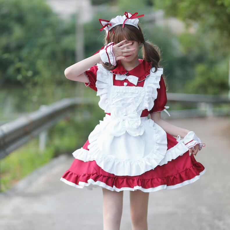 可愛いメイド服 大人用コスチューム メイドコスプレ 半袖 フリル ハロウィン衣装 ワンピース+エプロン+カチューシャ ウェイトレスコスプレ メイド喫茶 萌え 舞台衣装 原宿系 イベント 学園祭 キャラ 5,711円