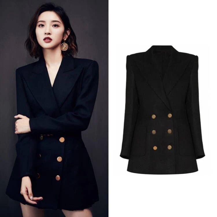 同系黒ブレストウエストスーツジャケット洋装女性春秋30%までに制限