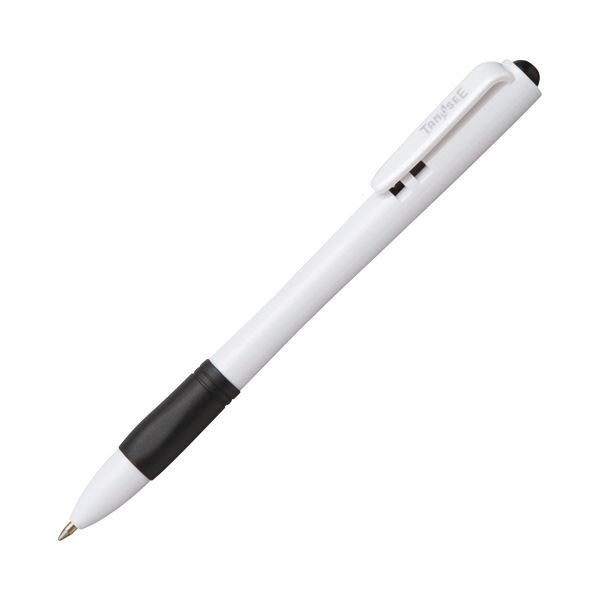 （まとめ）TANOSEE ノック式油性ボールペングリップ付 0.7mm 黒（軸色：白）1セット（100本：10本10パック）2セット