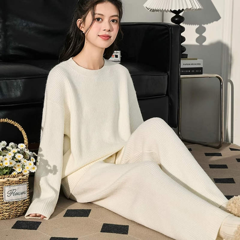 レディース ワイドパンツ ニット スウェットニットセットアップ 上下セット2点セットパンツ 長袖 6,499円