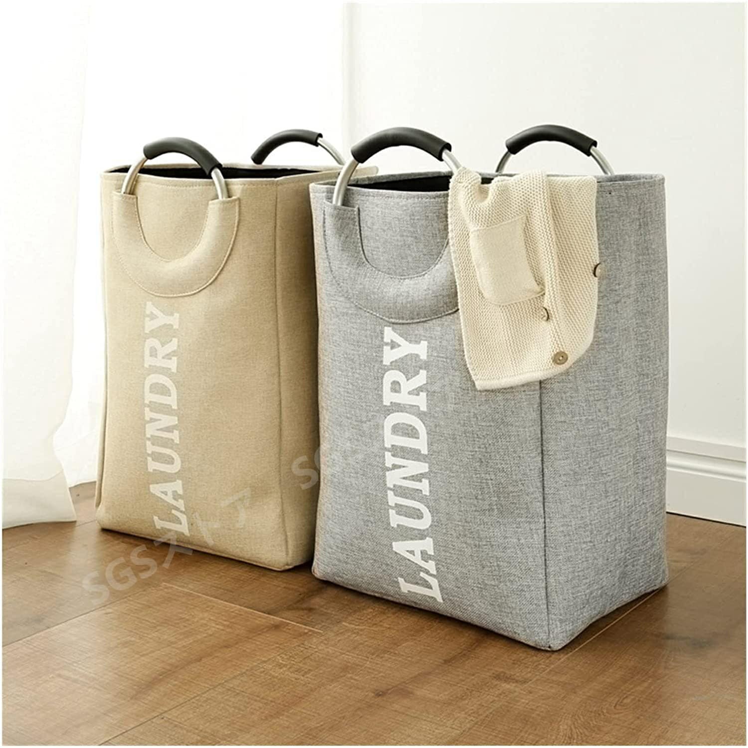 ランドリーバスケット アルミ合金のハンドルの布の収納バケツの折りたたみ家の収納バスケット汚れた服のバスケットのソーター洗濯バスケット