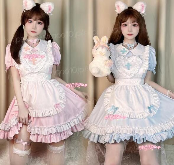 7点セット メイドが大きくて可愛いロリータの優しい女の子ワンピースメイド制服二次元コスプレ服ロリータ萌え