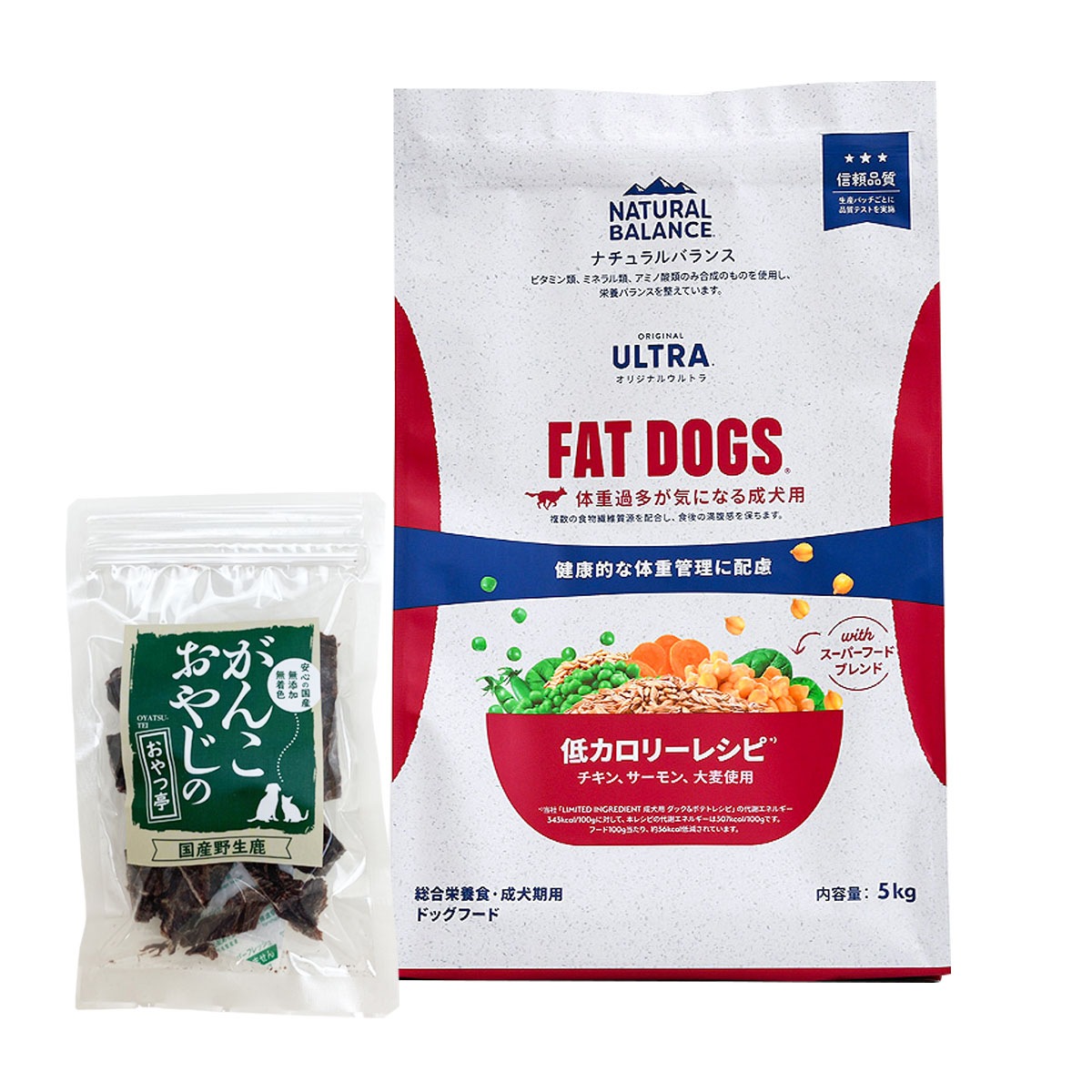 オリジナルウルトラ 成犬用 チキン&サーモン 低カロリー 5kg【国産鹿肉ジャーキー20g付き】