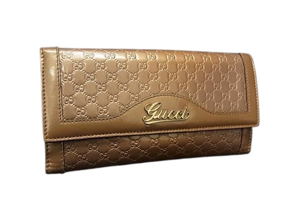 グッチ 長財布 マイクログッチシマ パテントレザー 282411 Wホック 二つ折り ゴールド金具 ピンクベージュ系【本物保証】