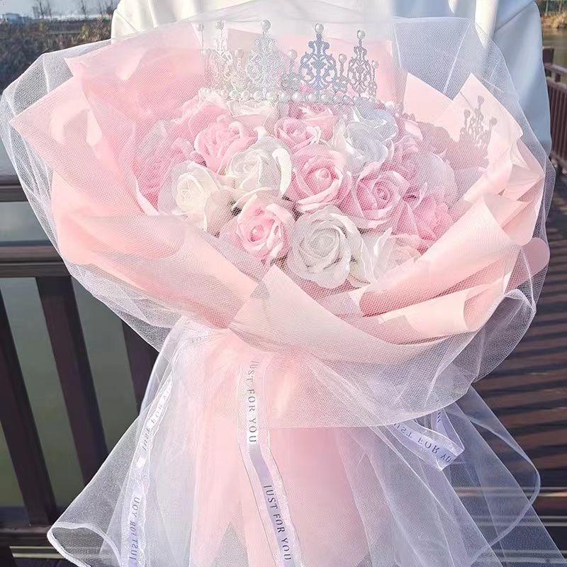 5点セット 完成クラッシュアイスブルーローズブーケスモールフレグランス母の日5女の子へのギフトと男の子へのバイオニックフラワーギフト 花花束