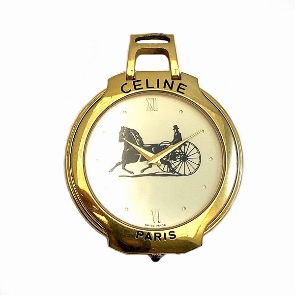 セリーヌ CELINE ポケットウォッチ クォーツ 時計 懐中時計 メンズ 【中古】