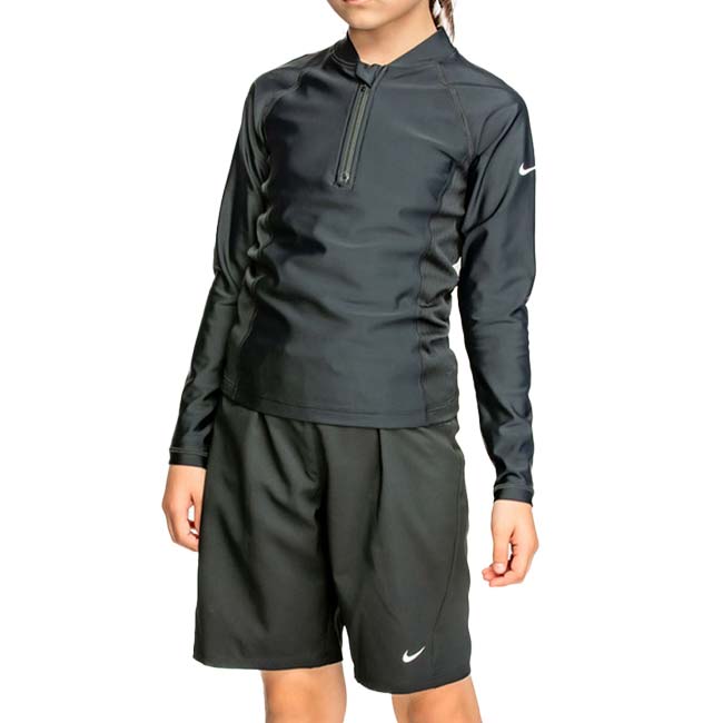 ナイキ(NIKE) 2024 SS ジュニア UNISEX ロングスリーブ セットアップ スクール水着 水泳 男女兼用 ジェンダーレス 1991093-09 ブラック(24y4m)