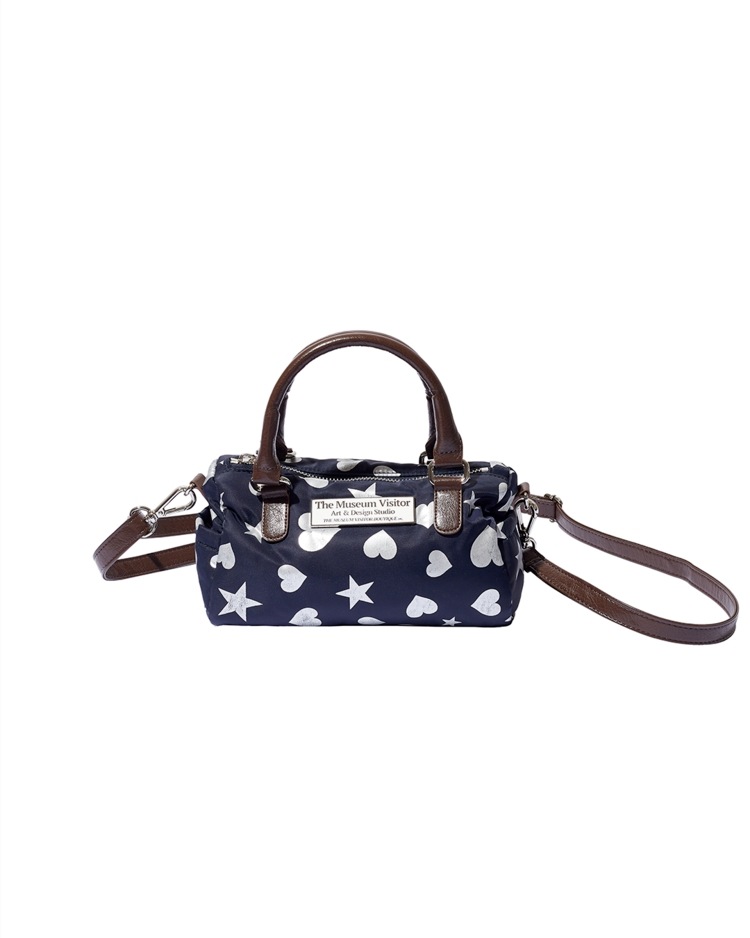 【THE MUSEUM VISITOR】 HEART STAR CRACK BOSTON BAG : NAVY