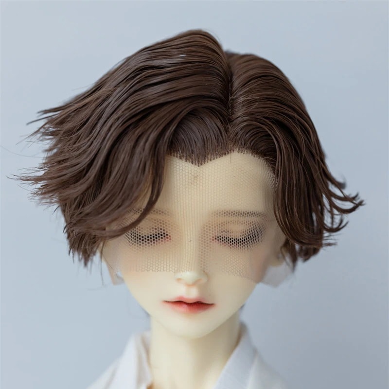 BJD 1/3 ドールウィッグ 手入れ ショート ブラウン 高温糸 SD/小顔SDサイズ球体関節人形用