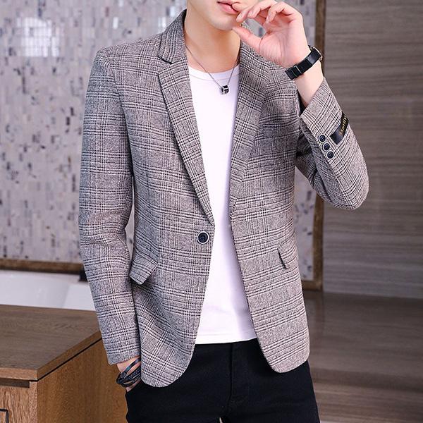 チェック柄 ブレザー テーラードジャケット メンズ スーツ ビジネススーツ 紳士用 通勤 アウター 細身 結婚式 春秋 カジュアルスーツ