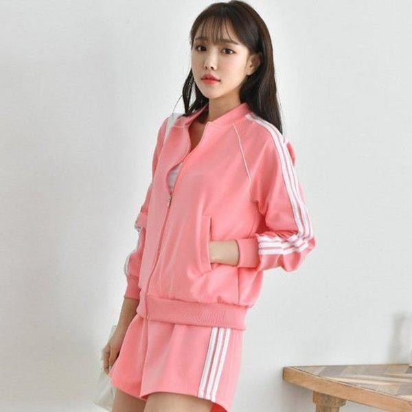 HスタイルCMジャージトラックショートパンツセット/PINK/フィットネス/トレーニングウェア