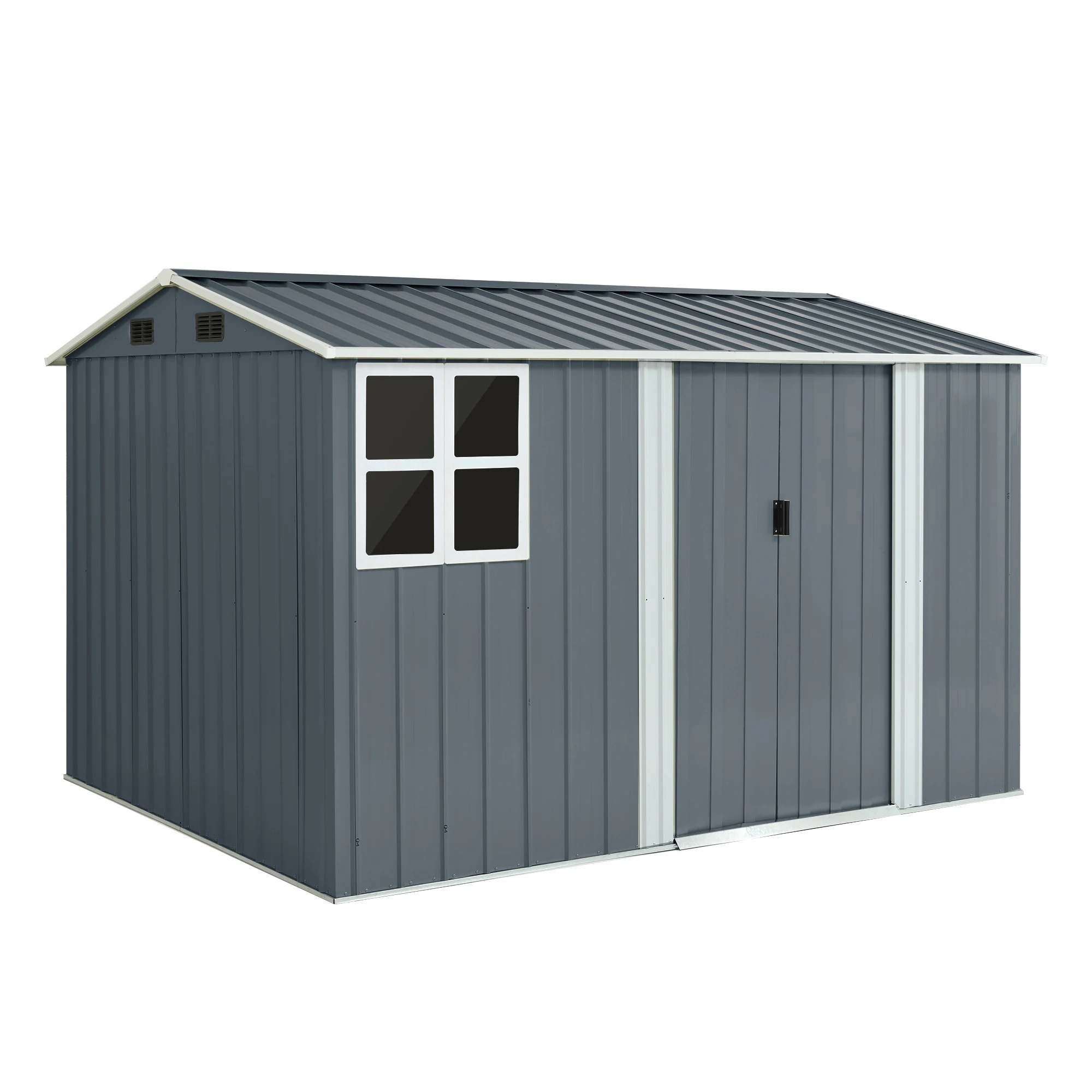 【国内発送Ｍ】1687物置 屋外 スチール 倉庫 床材補強フレーム付き 戸外収納庫 幅290*奥行き232*高195 物置き おしゃれ 大型 収納庫 屋外物置 防さび ベランダ 防水 ドア スチール物