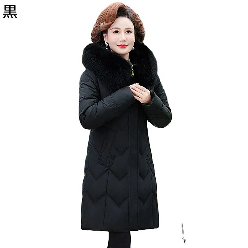 レディースウィンタージャケット レディース ファー付きフード 中綿入り ロングコート 中綿コート 綿服 長袖 婦人 シニアアウター 中高年 お母さん 50-70代 秋冬 暖かい アウター 柔軟 日常