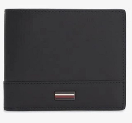 TOMMY HILFIGER AM0AM13245-BDS-BLACK トミー ヒルフィガー 二折財布小銭入付 ヨーロッパ輸入モデル レザー ブラック