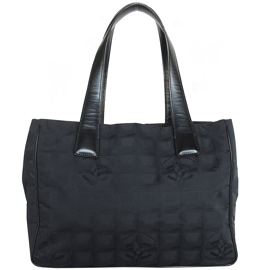 シャネル CHANEL トートバッグ ニュートラベルライン ナイロンジャガード/レザー ブラック レディース s0580
