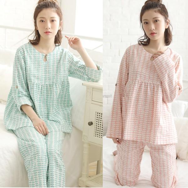 パジャマレディース長袖パジャマ前開きパジャマ綿花柄上下セットlパジャマレディースルームウエア部屋着