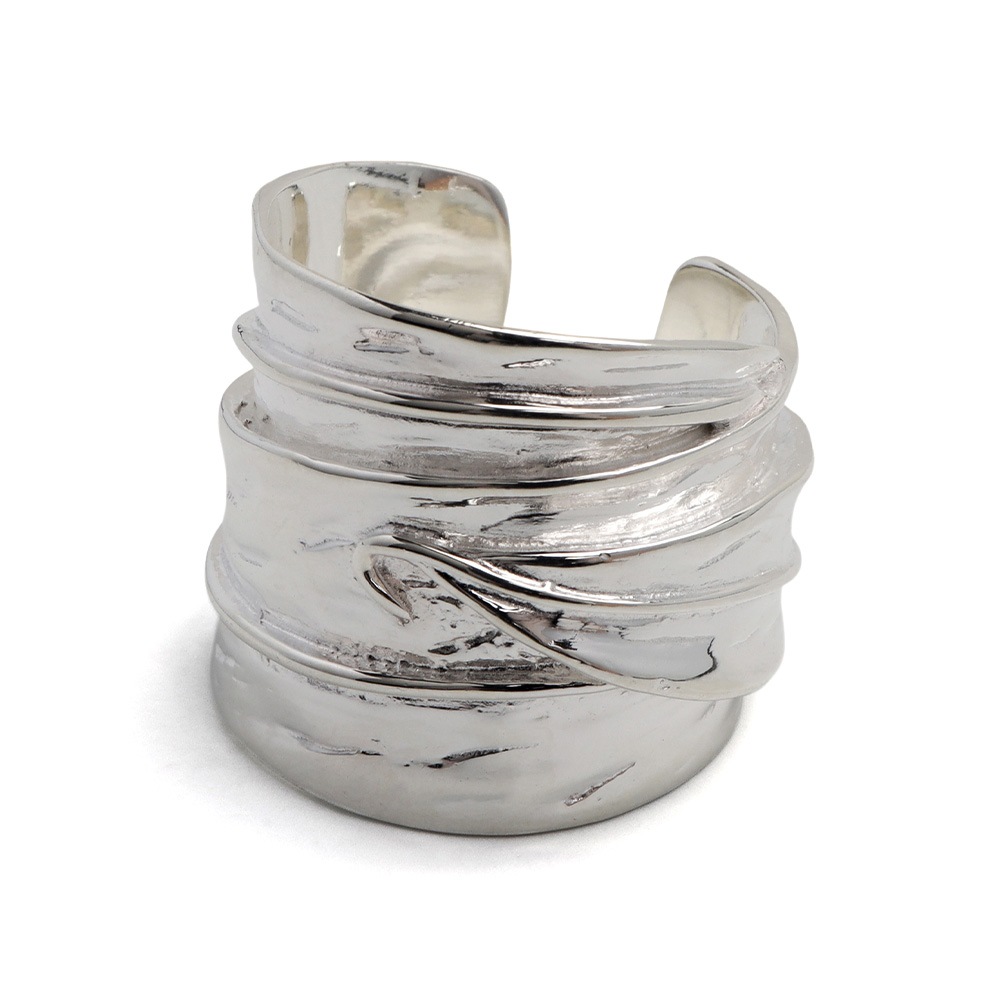 シルバー925 ワイドリング 布の皺 [cr593]