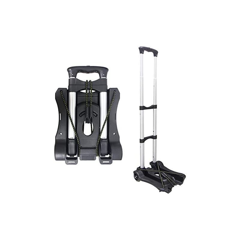 折りたたみ軽量キャリーカート 耐荷重 50Kｇ 固定ロープ 付き スーパーワイド (ブラック)