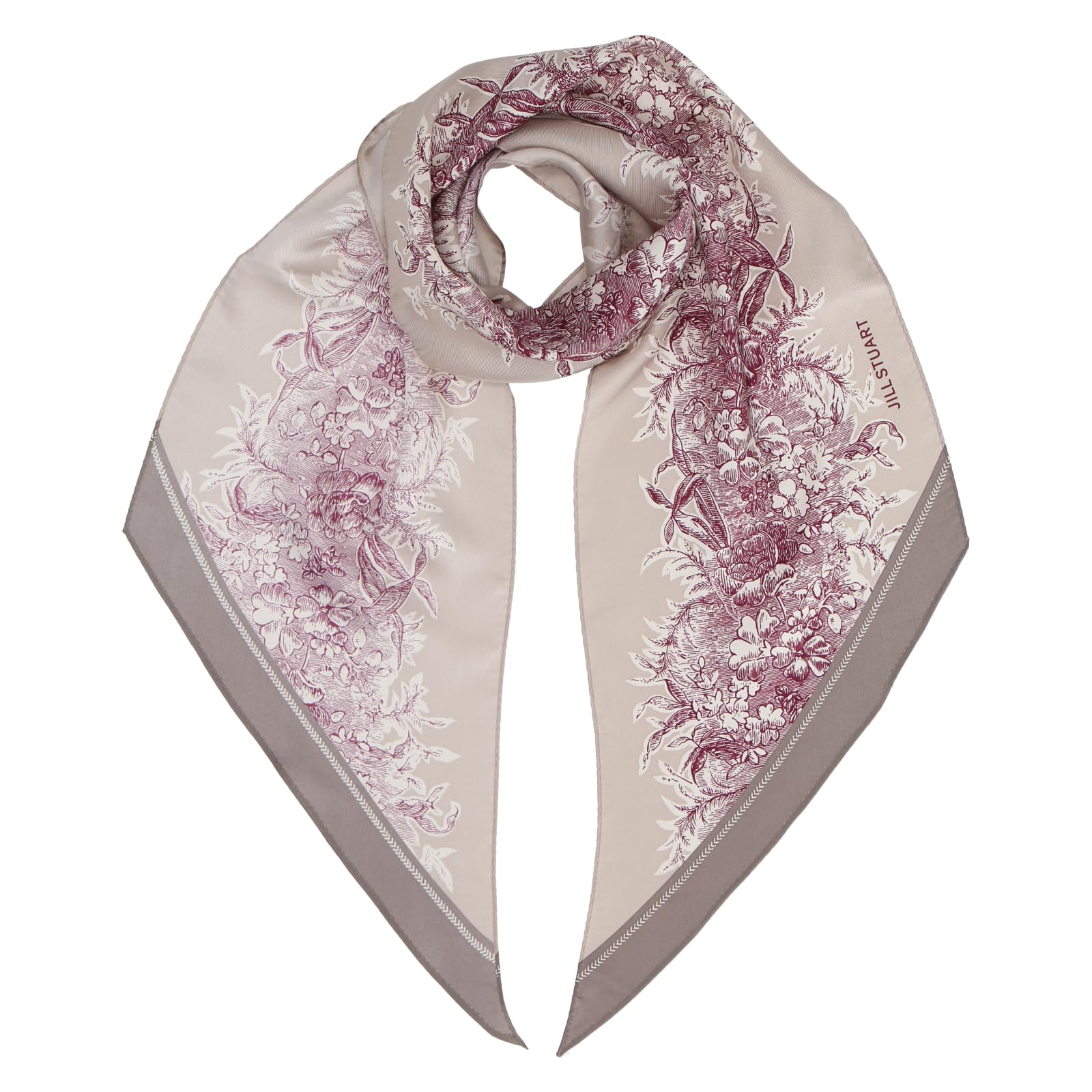 [ジルスチュアート] シルクプリント剣先スカーフ 60109004 スカーフ レディース 花柄 60109004D グレー[D] 約 横20cm×縦150cm