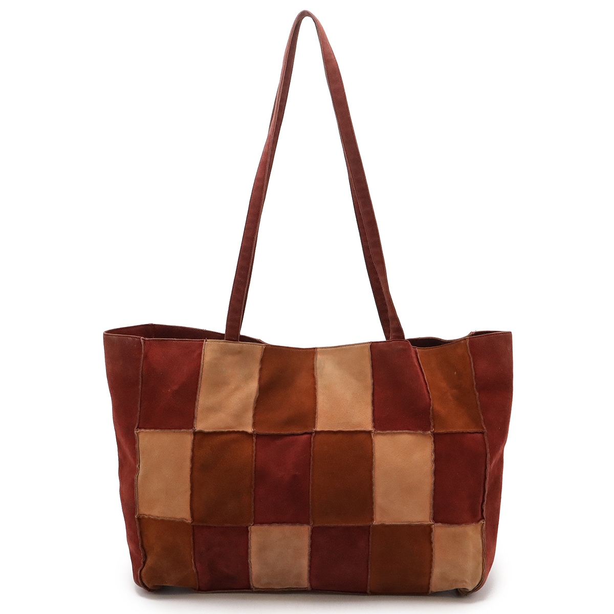 パッチワーク トートバッグ ショルダートート ショルダーバッグ 肩掛け スエード ボルドー系マルチカラ