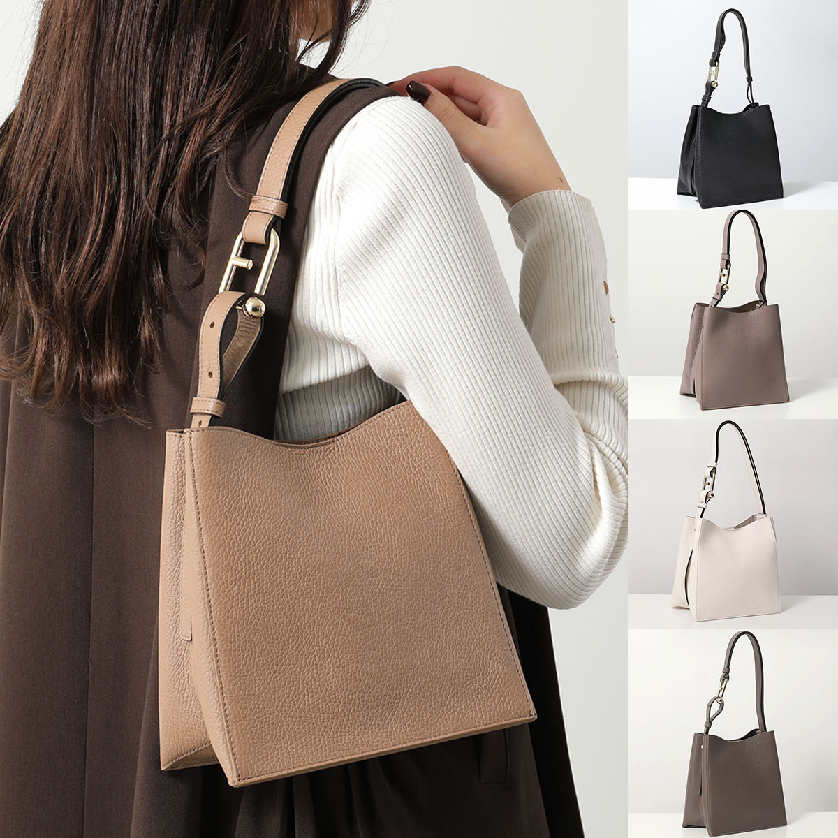 Furla フルラ ハンドバッグ NUVOLA MINI ヌヴォラ WB01373 HSF000 レディース レザー バケットバッグ ロゴ 鞄 カラー5色