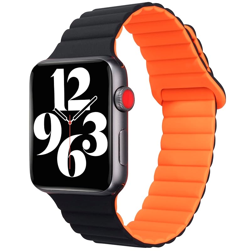 BinGeLi コンパチブル アップルウォッチ バンド シリコン 磁吸引式ループ 自由調整 Apple Watch バンド スポーツバンド 磁気素材 耐衝撃 防汗 肌にやさしい 交換ベルト38mm 4