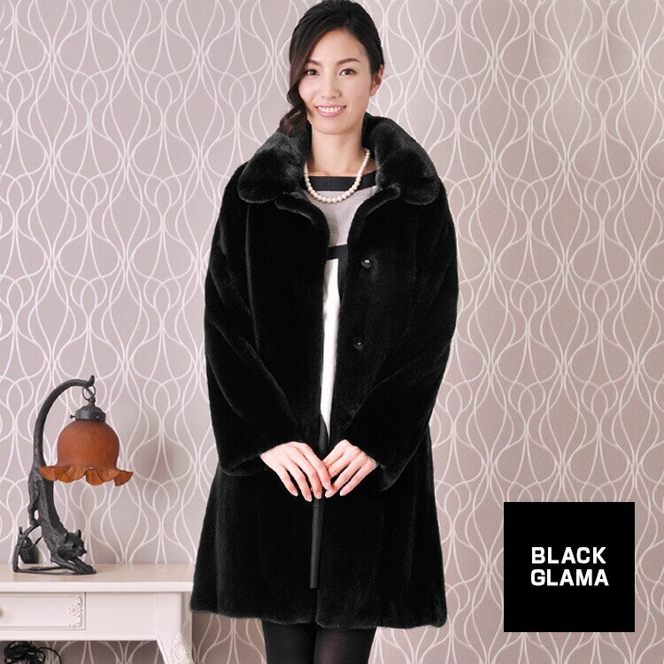 ブラックグラマミンクコートロング着丈89cmブラック/レディース