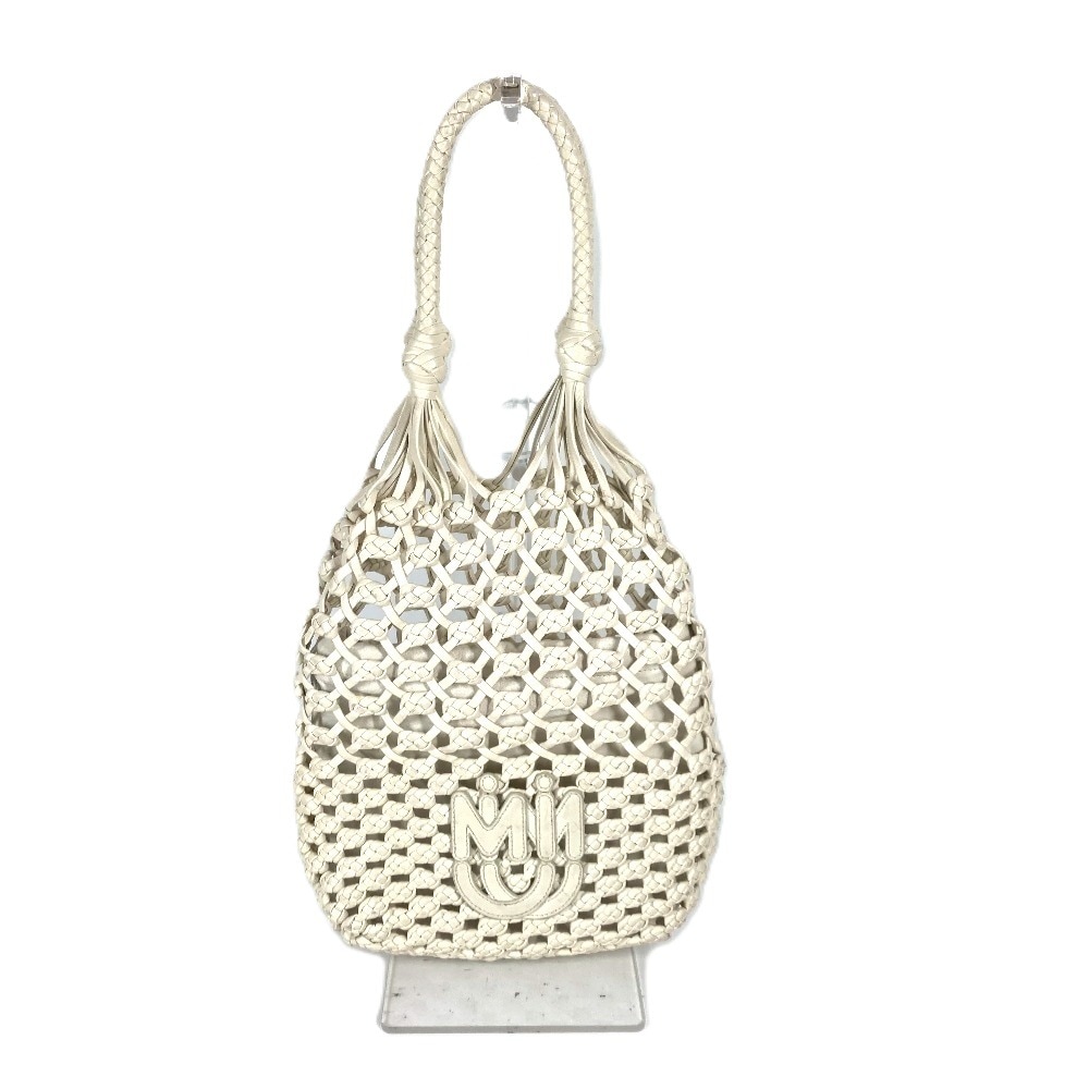 ショルダーバッグ ロゴ メッシュ 肩掛け カバン メッシュ ビーチバッグ レザー ホワイト