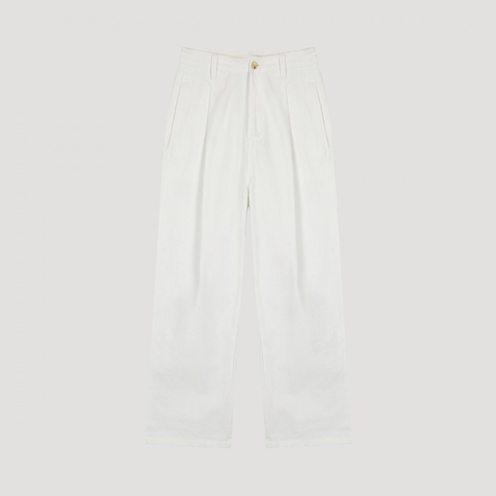 (Shes Miss) コットンピンタックテーパードパンツ_sawslo43010_WH