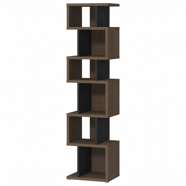 大洋 リエール LI 1845R DB&BK ダークブラウン×ブラック デザインシェルフ (幅44cm×奥行30.1cm×高さ177.3cm) メーカー直送