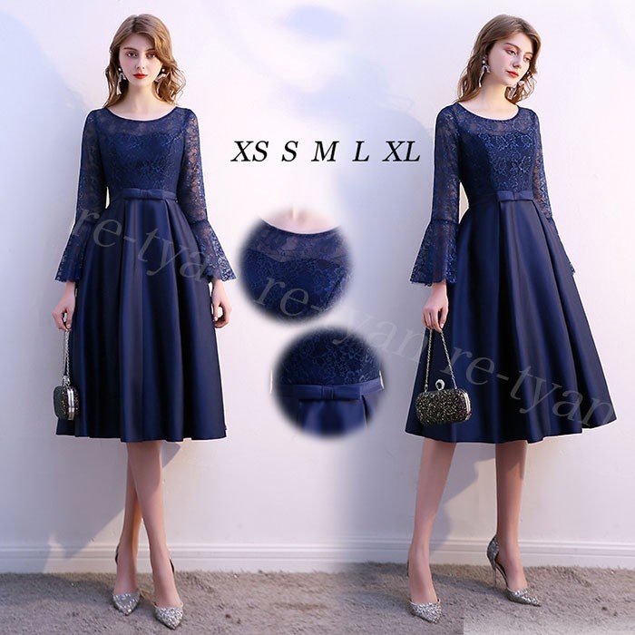 パーティードレス 結婚式 袖あり ウエディング ミモレ丈 ワンピース レース 大きいサイズ 大人 上品 お呼ばれ 二次会 披露宴 成人式 ピアノ 二次会 Aライン30代