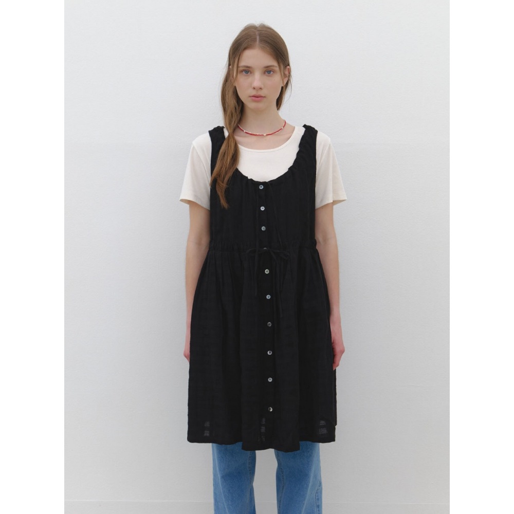 CLUNY ボタンフロントレイヤードミニドレスブラック