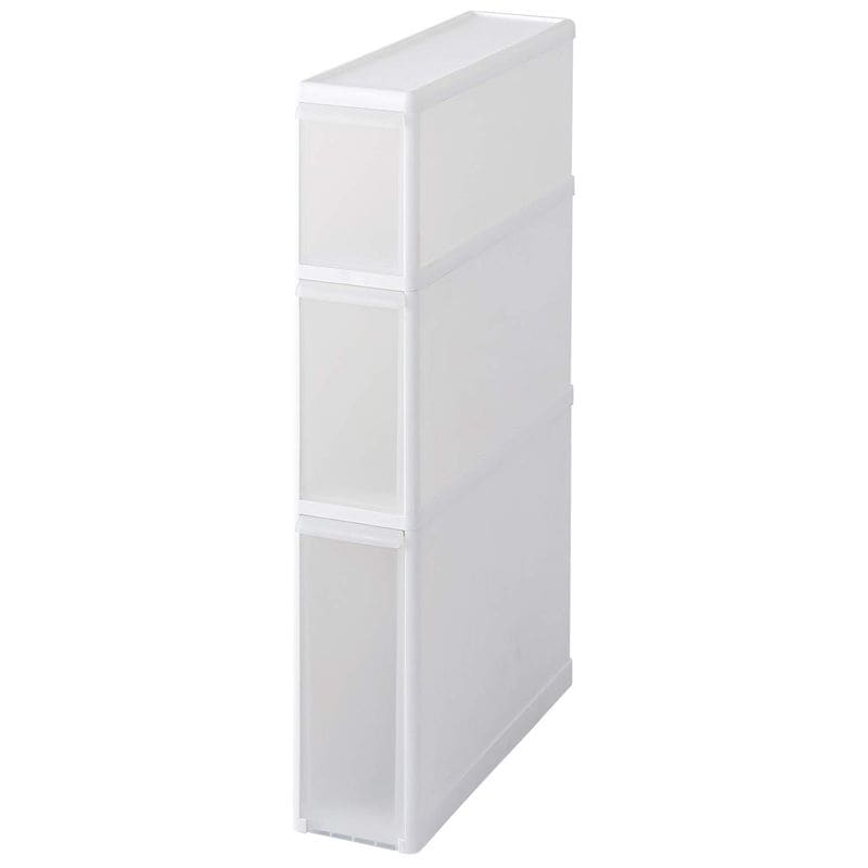 キッチン収納すき間収納引出し スーパースリム 3段幅14×奥行46.5×高87cmホワイト日本製FTS-111