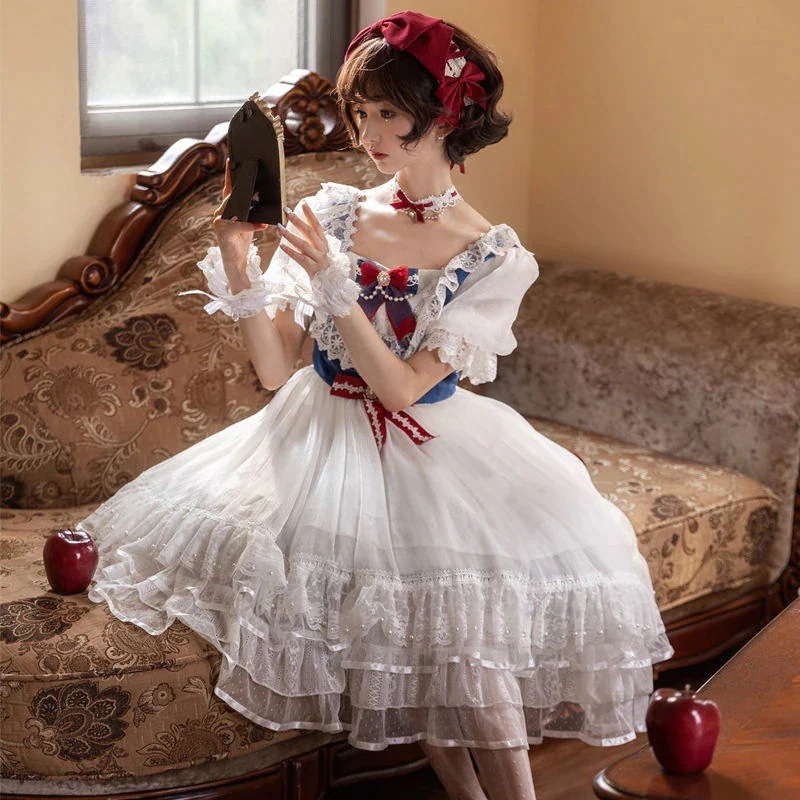 ロリータ コスプレ 可愛い ワンピース 花嫁 半袖 着痩せ 洋服 sp ロリータ ワンピースサンタコスプレ