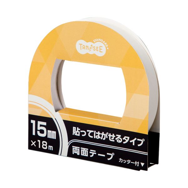 （まとめ）TANOSEE 両面テープ 貼ってはがせるタイプ カッター付 15mm18m 1セット（10巻） 3セット