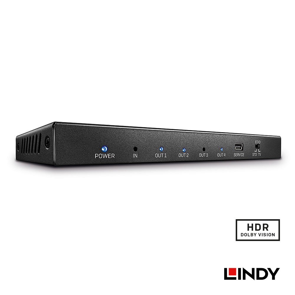 【38236】 LINDY HDMI 2.0 UHD 18G 4K@60Hz 分配器 1入力4出力