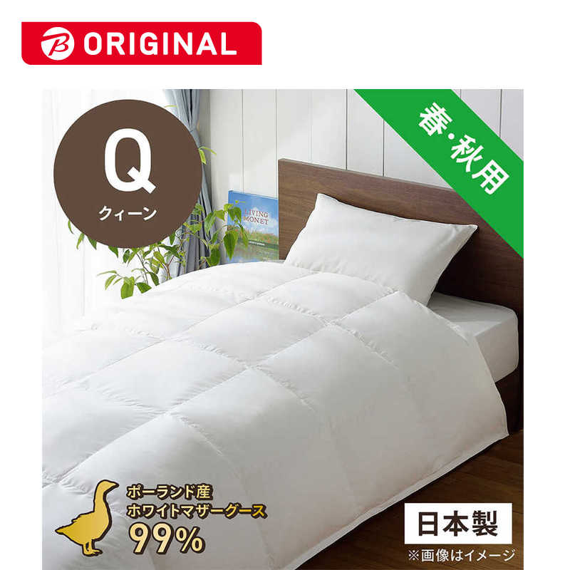 生毛工房　合い掛け羽毛布団生毛ふとん XXL520-A クィーン(210×210cm) 春 秋用 ポーランド産ホワイトマザーグースダウン99％ 日本製