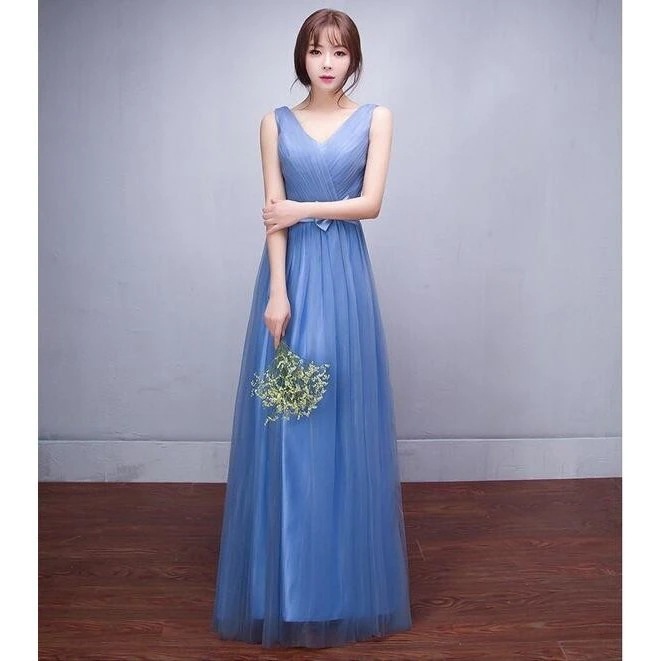 6色！ロングブライズメイド服/ロングウェディングドレス/お花嫁結婚式パーティー/演奏会演出ドレス/海旅行写真撮影ドレス/卒業記念