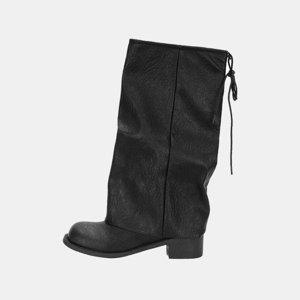 女性ロングブーツ リボンストラップ レザーブーツ SSS702